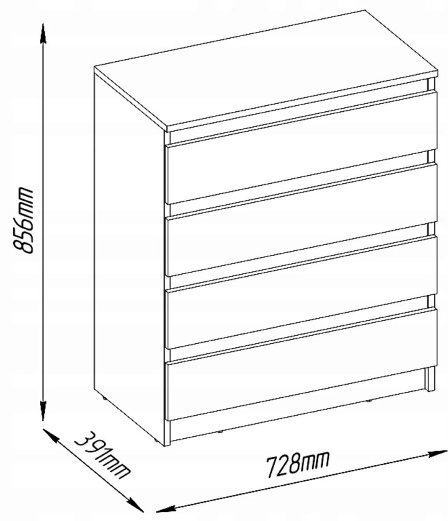Komoda 4s do sypialni garderoby salonu kolor biały 73 cm