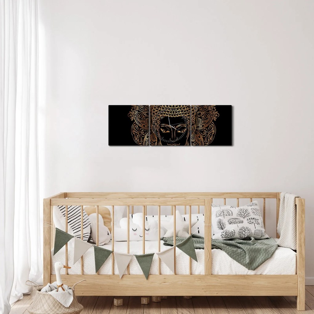 Obraz złotego Buddy (z zegarem) (90x30 cm)
