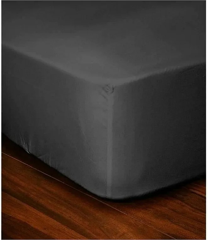 Prześcieradło 100% Bawełna 90x190x30 cm Ciemnoszary - Łóżko Jednoosobowe