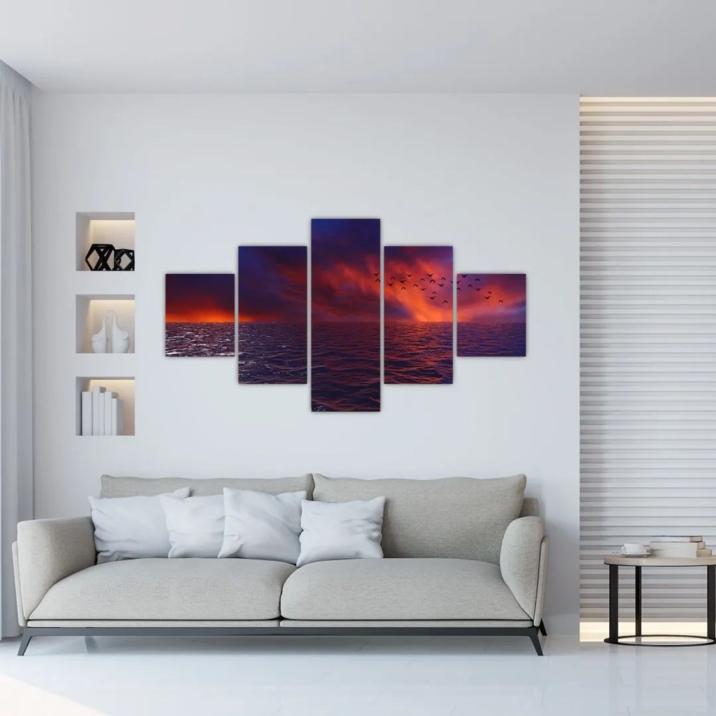 Obraz morza z ptakami (125x70 cm)