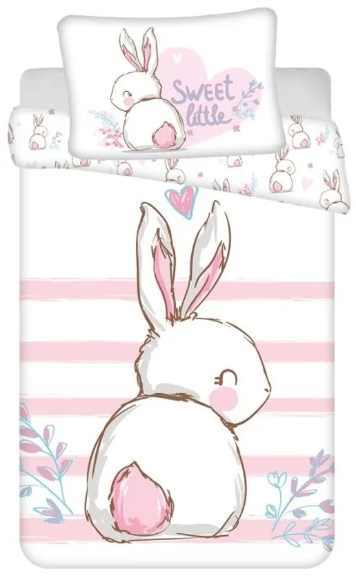 PrzytulneMieszkanie.pl PrzytulneMieszkanie.pl Bawełniana pościel do łóżeczka BUNNY SWEET biała Rozmiar pościeli: 40 x 60 cm | 100 x 135 cm