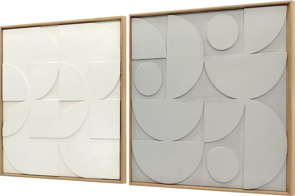 HOMCOM Dekoracja ścienna 3D 2-częściowy zestaw geometryczna dekoracja ścienna nowoczesna do salonu, przedpokoju, 80 x 3,5 x 80 cm, biały | Aosom PL