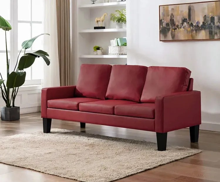 Bordowa nowoczesna tapicerowana sofa - Revex 3X