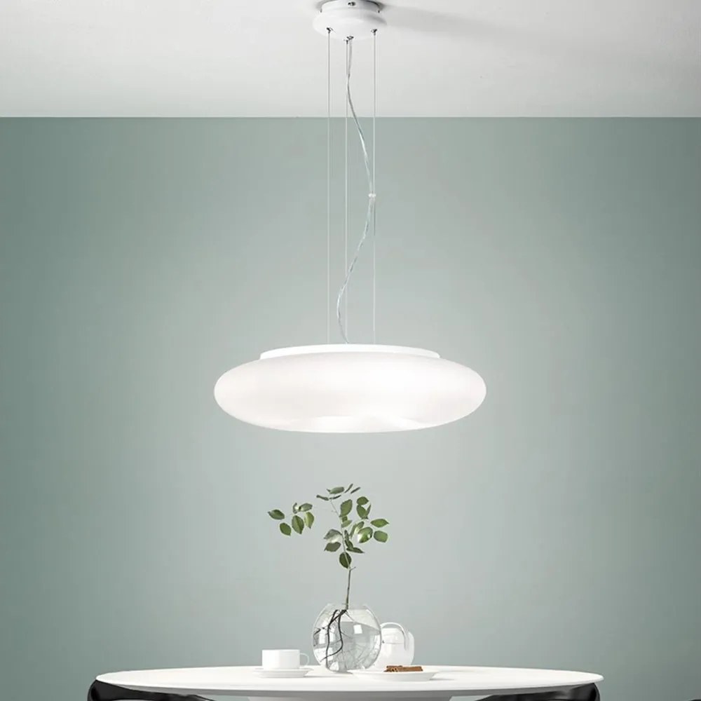 Ondaluce - Lampa wisząca na lince DODI 2xE27/15W/230V, średnica 53 cm, biała