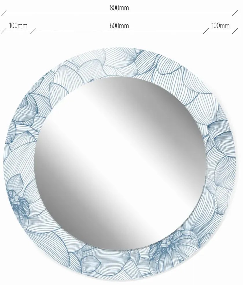 Lustro okrągłe MORENA FLOWERS 80cm niebieskie BALTICA DESIGN
