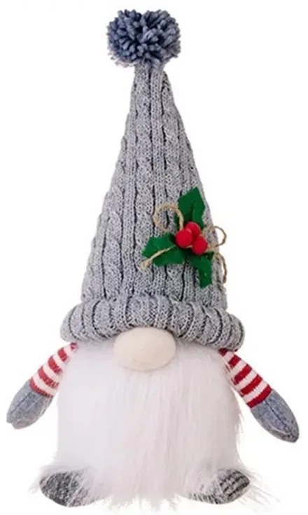 Świecący krasnal bożonarodzeniowy FROSTIE na baterie 28 cm, szary