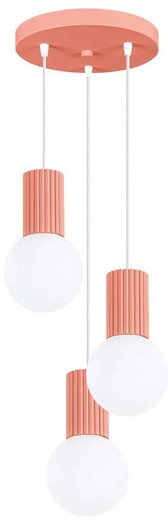 Lampa wisząca HALO 3P brzoskwiniowa ryflowana SOLLUX  LIGHTING