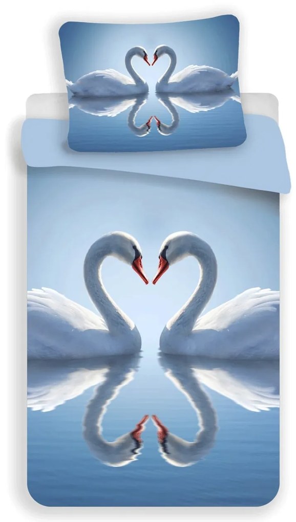 PrzytulneMieszkanie.pl PrzytulneMieszkanie.pl 3D Pościel z mikrofibry SWAN, niebieska Rozmiar pościeli: 70 x 90 cm | 140 x 200 cm