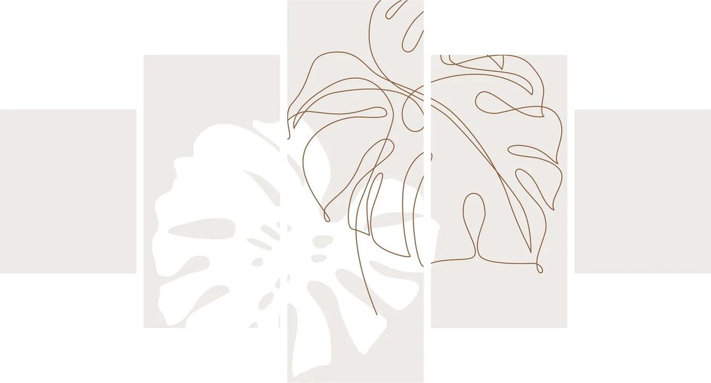 Obraz - Line art monstera N⁰2 (125x70 cm)