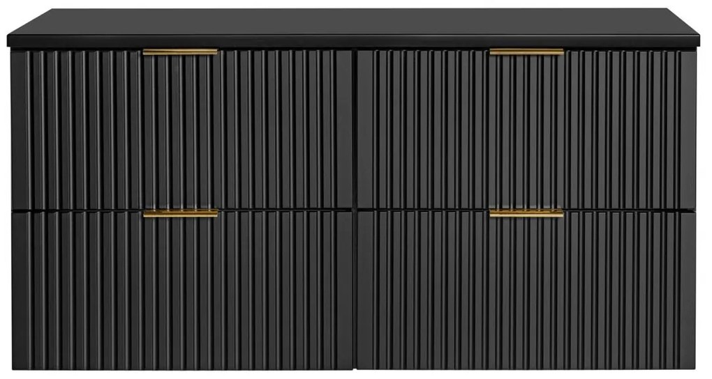 Szafka łazienkowa wisząca  z rowkowaną płytką - Czarny - 120 cm - ZEVARA