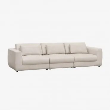 Modułowa Sofa 3-częściowa Z Regulowanym Zagłówkiem, Tapicerowana Tkaniną Chenille Cataline Szenila Kremowy Beż - Sklum