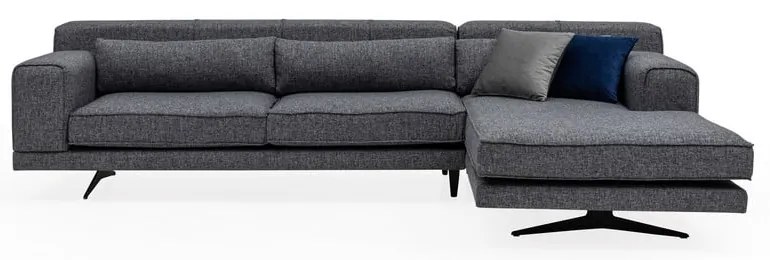 Ciemnoszara sofa narożna Artie Jivago, narożnik prawy