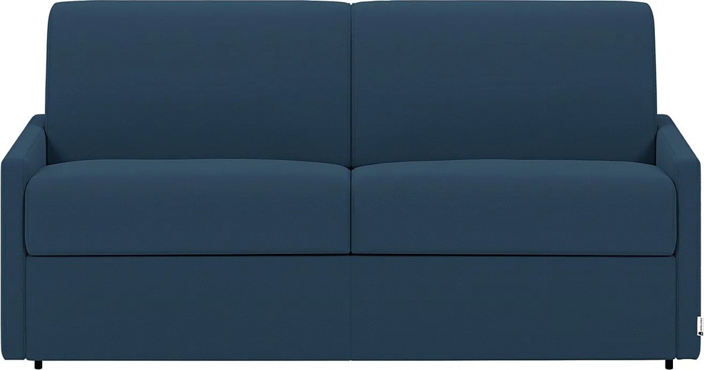 Kanapa 4-osobowa rozkładana typu express z granatowej tkaniny z siedziskiem z pianki z pamięcią kształtu - Powierzchnia spania 160 cm - Materac 22 cm z pianki i pamięciowej CALIFE