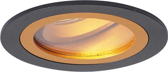 Zestaw 6 nowoczesnych reflektorów wpuszczanych czarno-złotych, obrotowych i uchylnych IP44 - Chuck