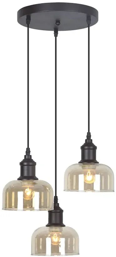 Industrialna lampa wisząca z 3 szklanymi kloszami - A779-Erwa