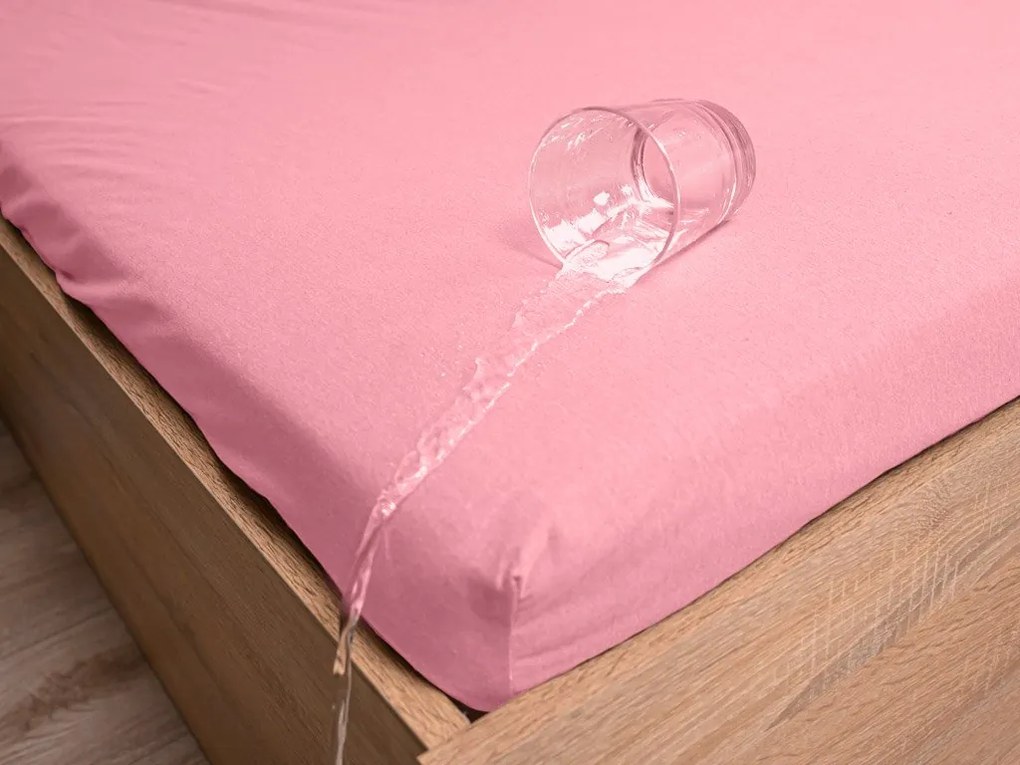 PrzytulneMieszkanie.pl Nieprzemakalne prześcieradło do dziecięcego łóżeczka JERSEY 70x140 cm różowe