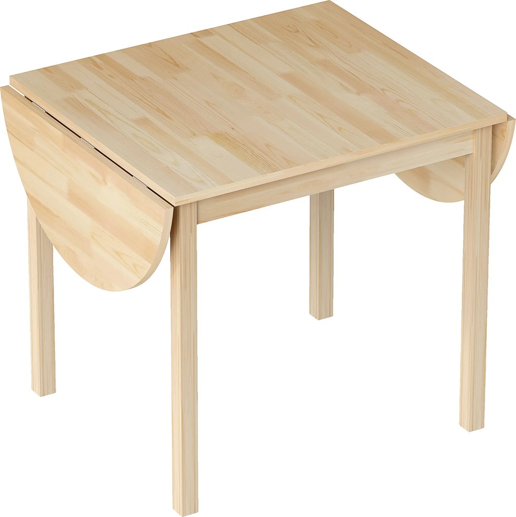 HOMCOM Rozkładany stół jadalniany z drewna sosnowego na 6 osób z opcją opuszczania boków 140 x 70 x 75 cm, Drewno naturalne