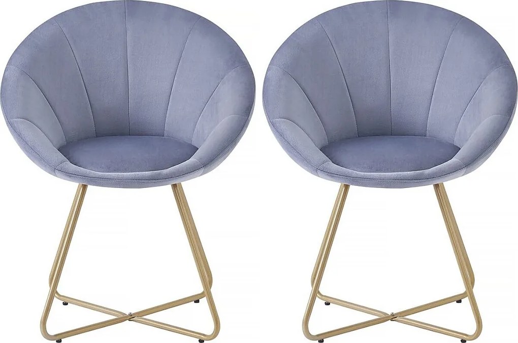 Zestaw 2 aksamitnych krzesel do jadalni "Rosalie" – szary