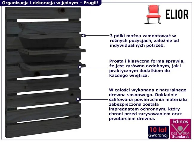 2 sztuki czarnych półek ściennych - Doxi