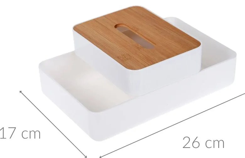 Organizer na kosmetyki z bambusowym wieczkiem, 26 x 17 cm