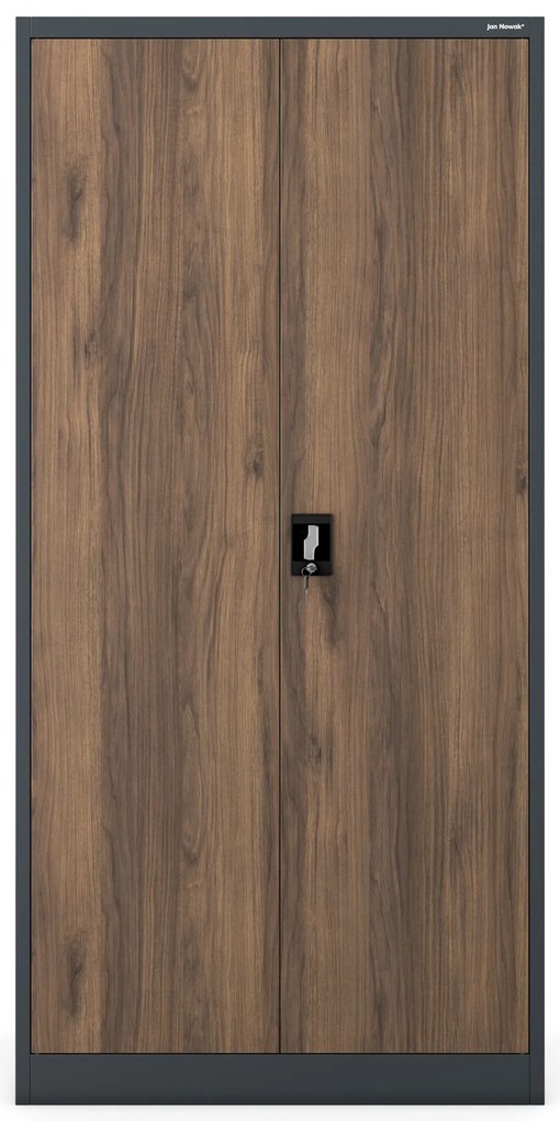Szafa biurowa na dokumenty antracytowa/ orzech: Eco Design JAN, 900 x 1850 x 400 mm