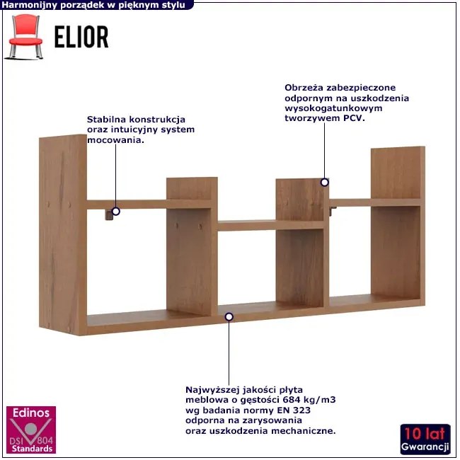 Nowoczesna Półka Ścienna W Kolorze Orzech F5-T33
