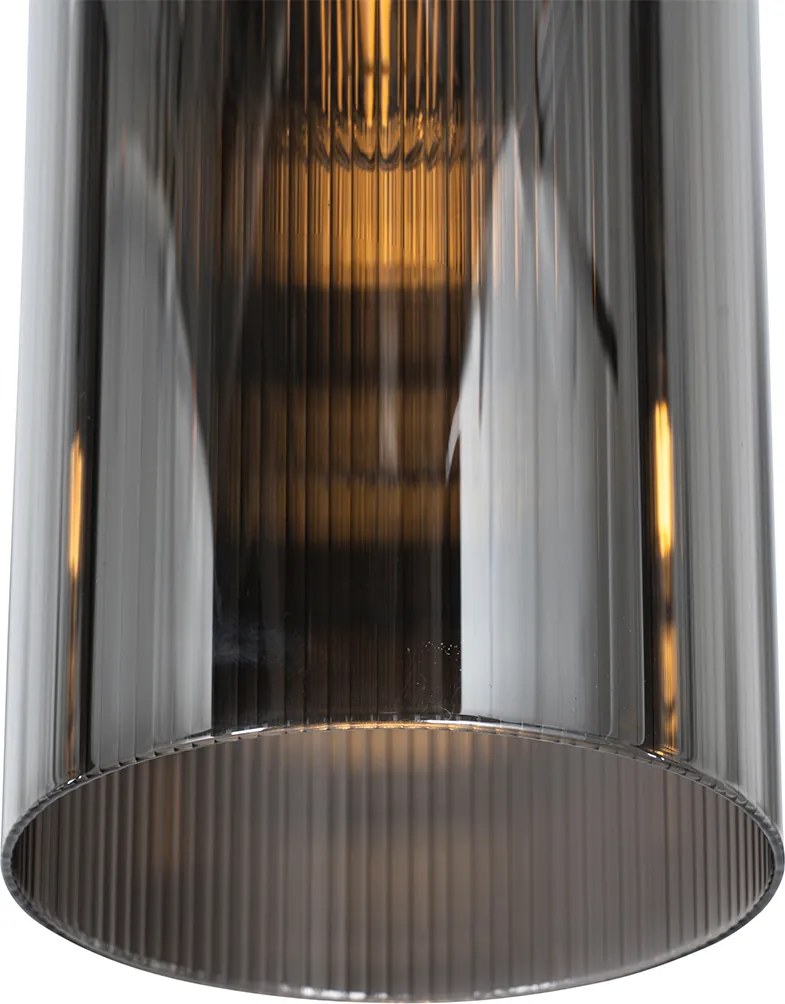 Inteligentna lampa wisząca czarna z przydymionym szkłem, 7-punktowa, z 7 żarówkami Wifi ST64 - Laura