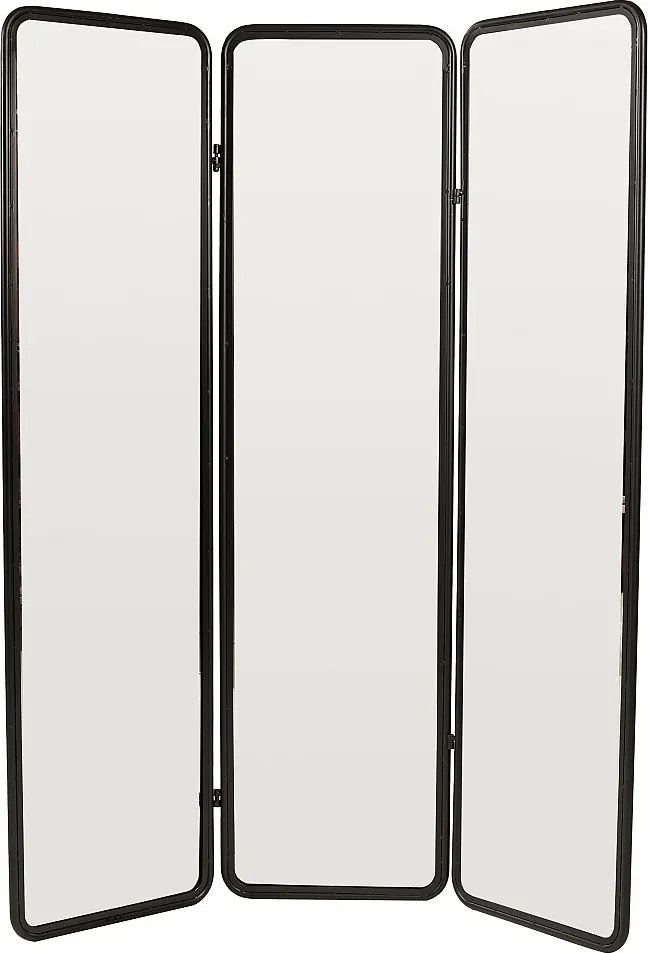 Parawan lustrzany z metalu - szer. 146 x wys. 180 cm - Czarny - MIROLY