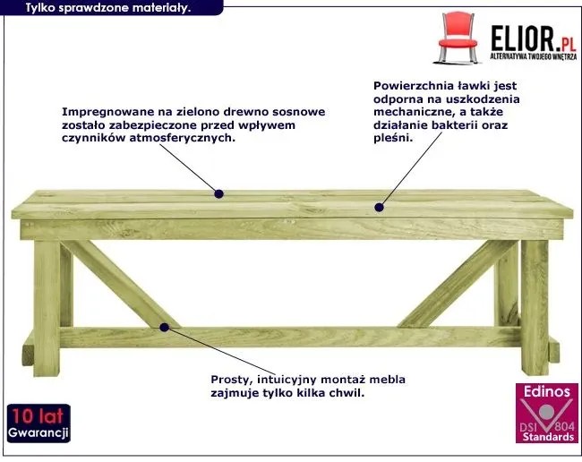 Zielona Drewniana Ławka Ogrodowa B0-Z53