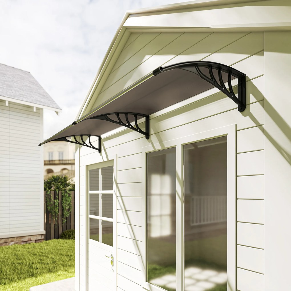 Outsunny Daszek Ochronny 75 x 195 x 23 cm UV i Wodoodporny Poliwęglan Brązowy | Aosom PL