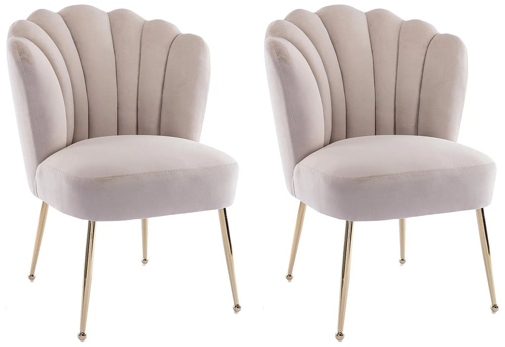 Zestaw 2 krzeseł z weluru i pozłacanej stali - Beżowy - RUTY marki Pascal Morabito
