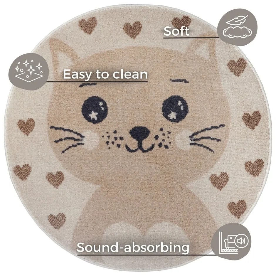 Beżowy dywan dziecięcy ø 140 cm Cat – Hanse Home