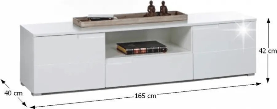 Stolik pod telewizor SPICE, błyszcząca biel