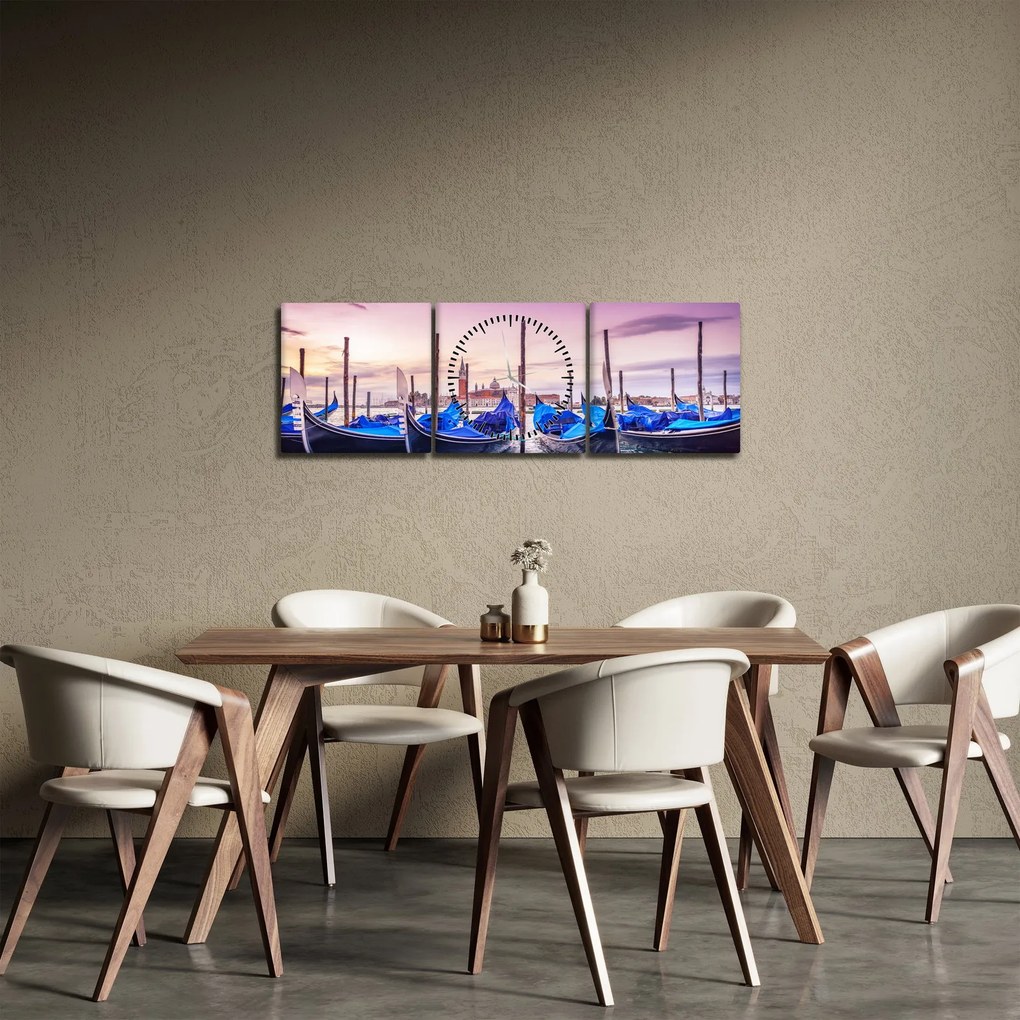 Obraz - Świt w Wenecji (z zegarem) (90x30 cm)
