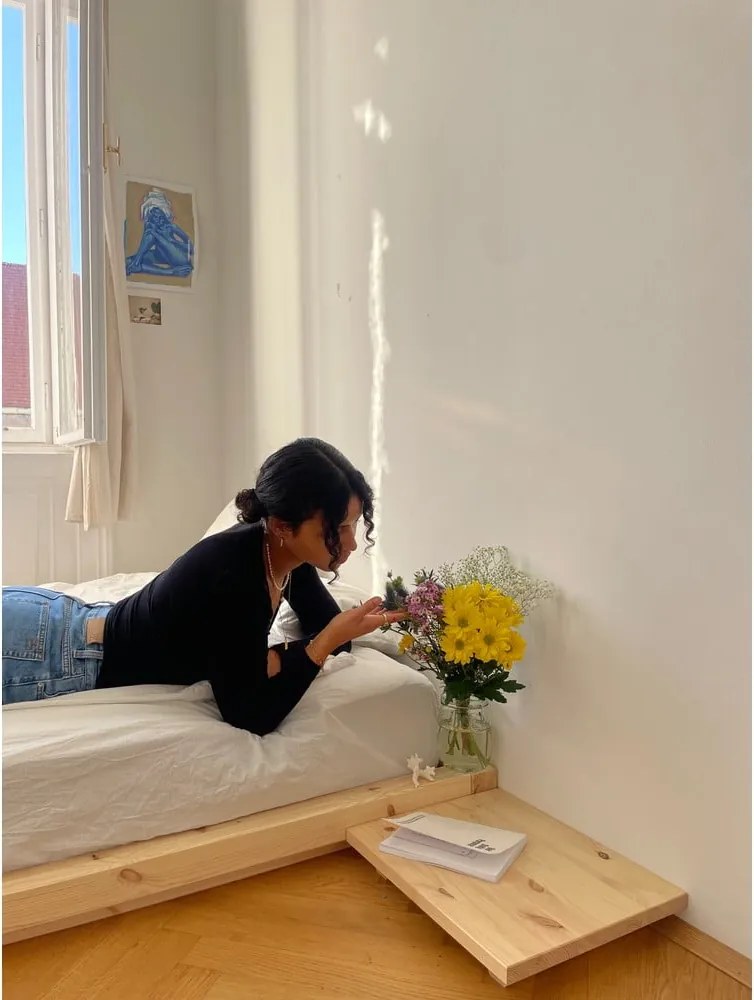 Naturalne łóżko dwuosobowe z litego drewna sosnowego ze stelażem 140x200 cm Dock – Karup Design