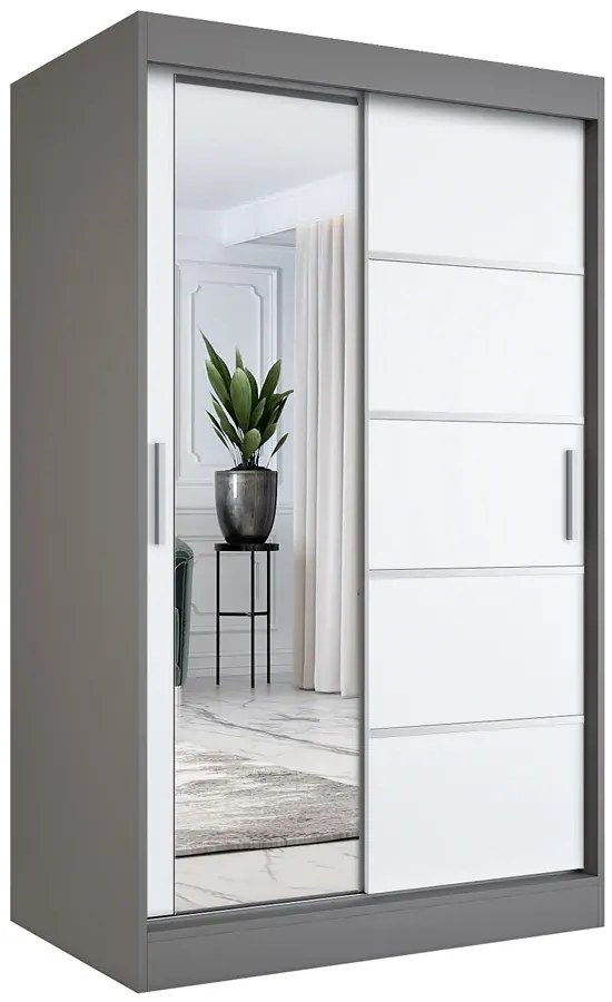 Szafa przesuwna 120 cm antracyt + biały - Ebia 3X