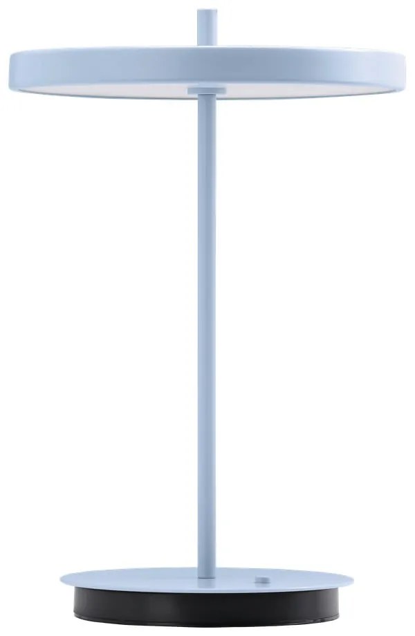 Jasnoniebieska metalowa lampa stołowa LED z metalowym kloszem (wysokość 31 cm) Asteria Move – UMAGE