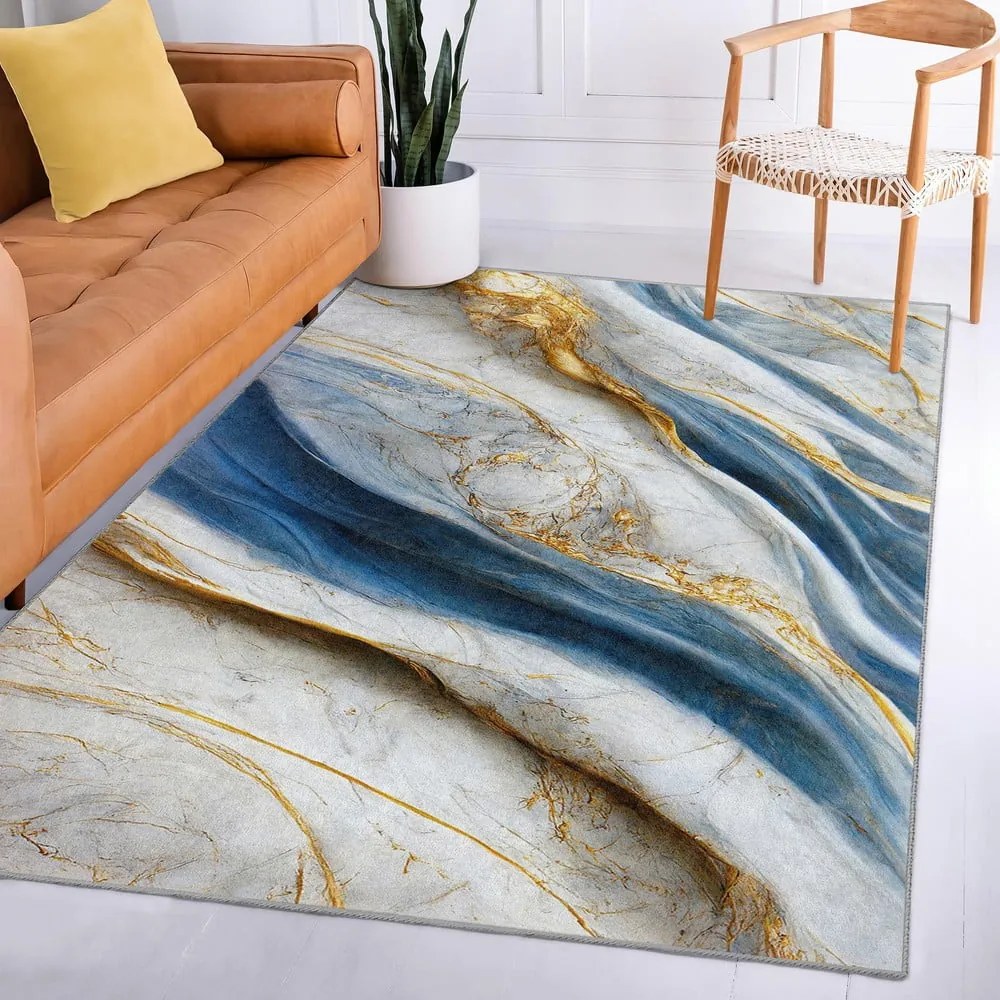 Niebieski dywan odpowiedni do prania 120x180 cm Golden Spill – Mila Home