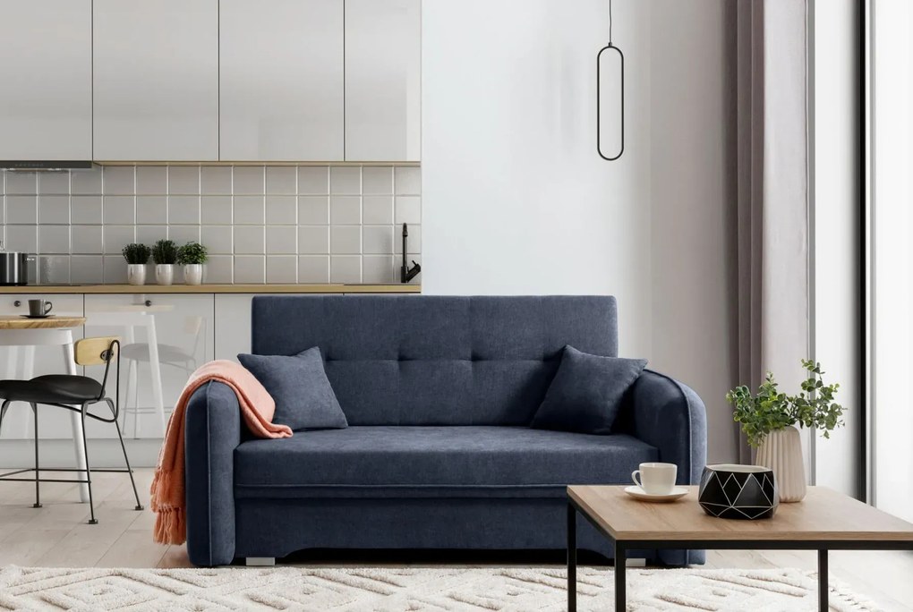 Sofa rozkładana z funkcją spania LAINE niebieska ELTAP