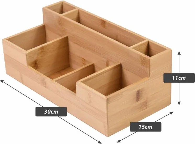 Organizer na artykuły papiernicze, bambusowy 30 x 15 x 11 cm