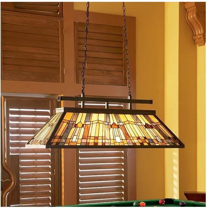 Elstead QZ-INGLENOOK-ISLE - Żyrandol Tiffany INGLENOOK na łańcuchu 3xE27/100W/230V