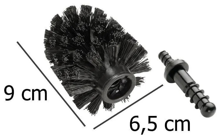 Zestaw: Pojemnik na szczotkę FLAKON BLACK + szczotka WC + zapasowa końcówka, WENKO