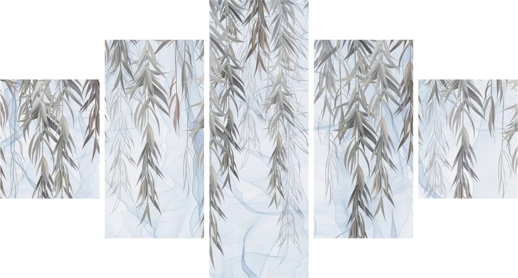 Obraz - Gałązki wierzby na niebieskim tle (125x70 cm)
