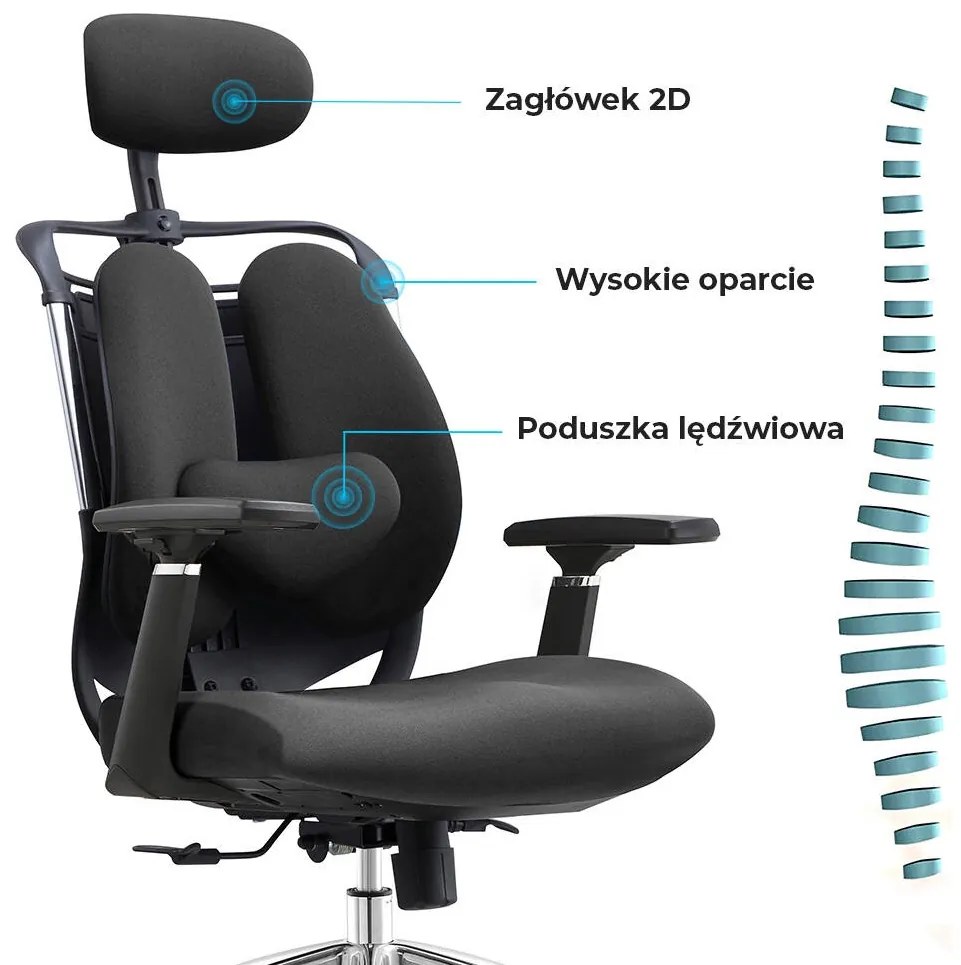 Fotel biurowy Stelio do pracy przy biurku, zgodny z normą BHP