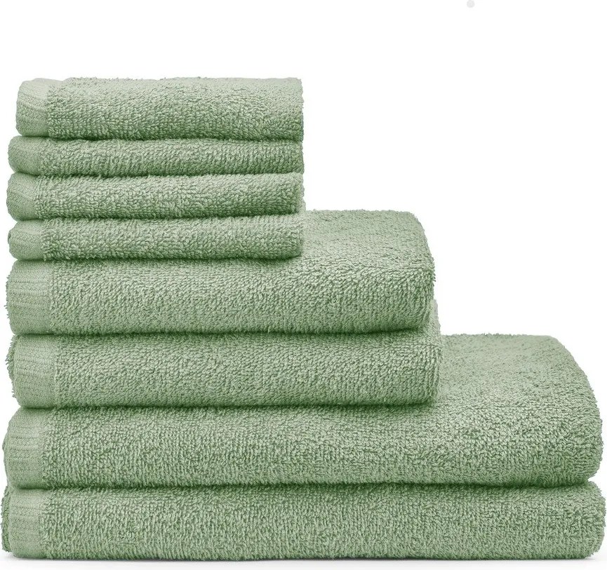 Zielone bawełniane ręczniki szybkoschnące frotte zestaw 8 szt. Quick Dry – Catherine Lansfield