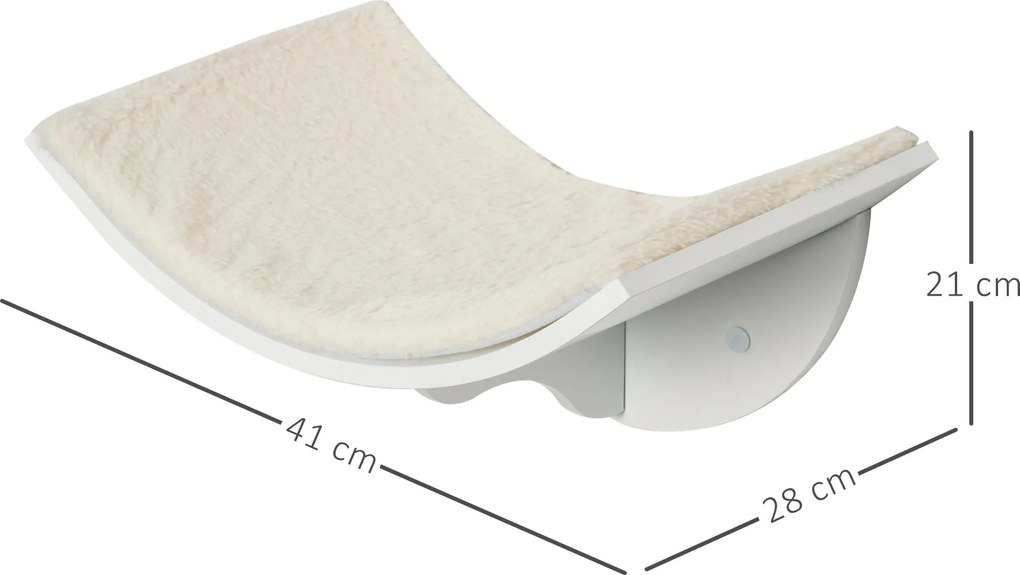 PawHut Regał dla kota, montaż ścienny, miękka leżanka, do 10kg, 41x28x21cm, Biały