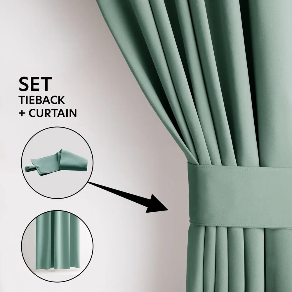 Jasnozielona zaciemniająca zasłona termiczna 140x245 cm Pleat – Restilo