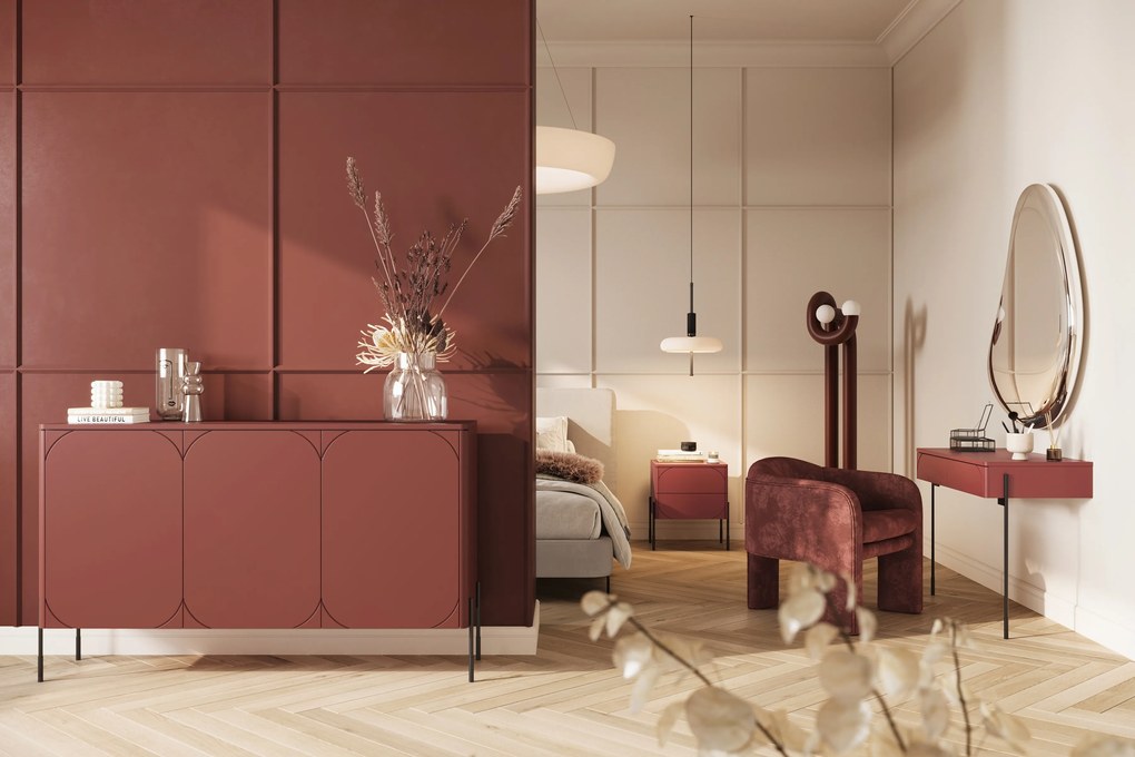 Toaletka Sonatia 100 cm z dwoma szufladami - burgund