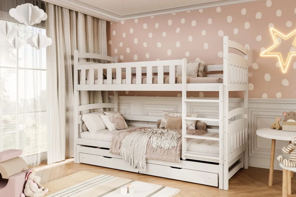 Łóżko piętrowe JULITA 160x80 białe drewniane KOCOT KIDS