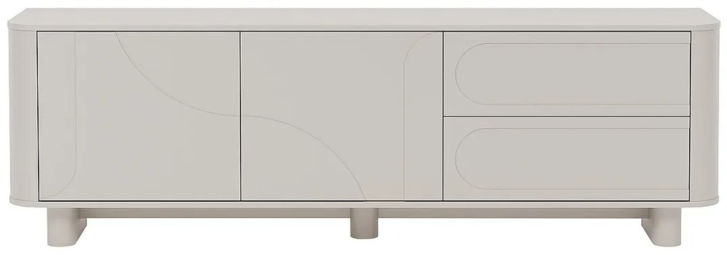 Szafka RTV 2-drzwiowa i 2 szufladami - Beżowa - DIGARA